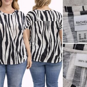 Rachel Zoe Black and White Zebra Print Short Sleeve Top